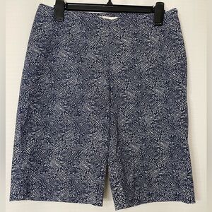 Women’s Talbots Bermuda Shorts - Navy Blue & White Paisley Print - Size 6